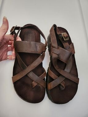 Skechers Brown Leather Strappy Sandals